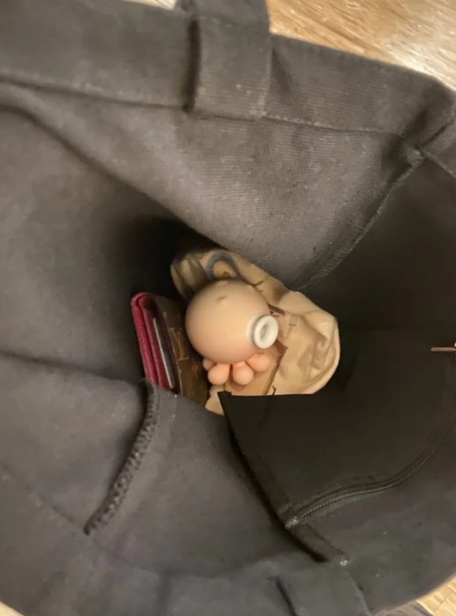 男子出游当时意外发现女友包包放了1个「章鱼玩具」，拍照PO文问说「这代表她也想要？」（翻摄自Dcard）