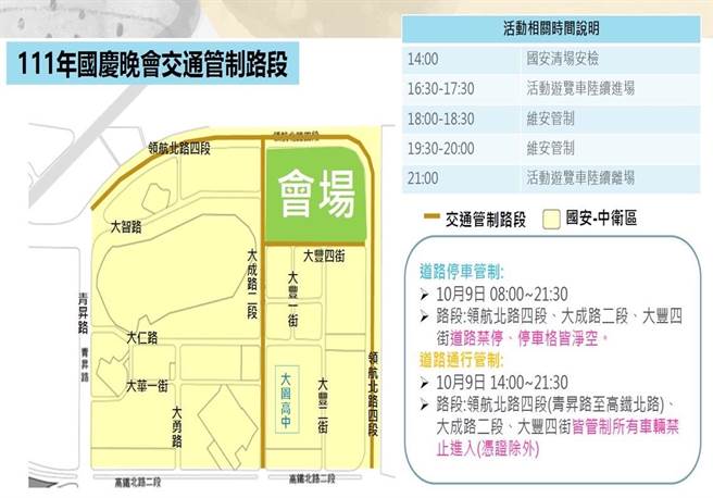 国庆晚会当日8时至21时30分将实施交通管制。(交大提供／蔡依珍桃园传真)