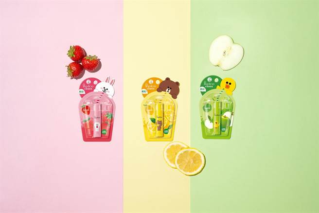 曼秀雷敦LipIce水果潤唇膏推出少女心爆棚的LINE FRIENDS特別款，香甜果香一擦彷彿走進水果派對。（曼秀雷敦提供）
