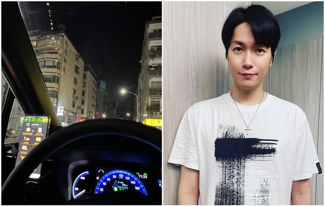 黄少谷为了养家，兼差开计程车到深夜。（图／FB@黄少谷）