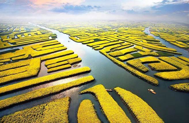 大陆新添4处世界灌溉工程遗产位于蜀苏浙赣四省。图为兴化垛田灌排工程体系风光如画。（大陆水利部提供）