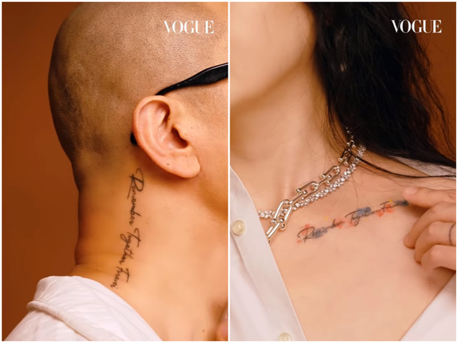 大S、具俊晔刺了象徵一辈子在一起的纹身。（图／Vouge提供）