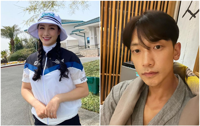 高球正妹选手朴洁被疯猜为Rain的小三。（图／IG@朴洁、Rain）