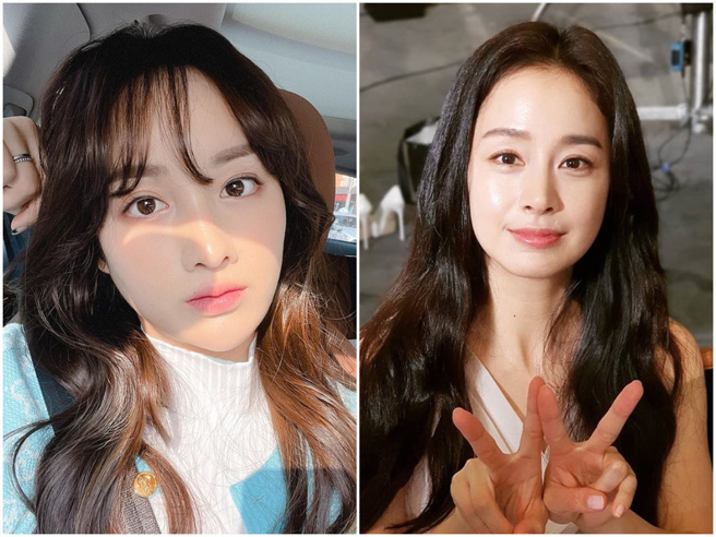 朴洁(左)长相气质、甜美，被冠上「小金泰希」封号。（图／IG@朴洁、金泰希）