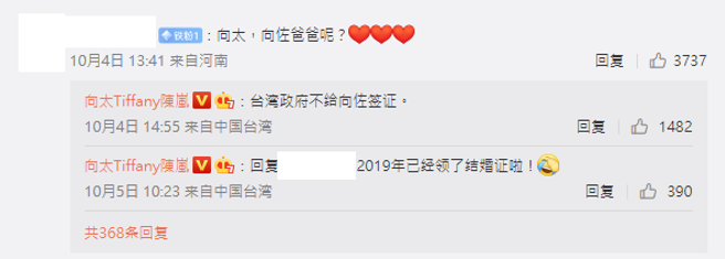 向太表示向佐没拿到台湾签证。（图／微博＠向太）