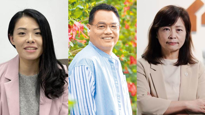新竹市长选战3人竞逐，左起为民眾党参选人高虹安、国民党参选人林耕仁与民进党参选人沈慧虹。（本报资料照合成）