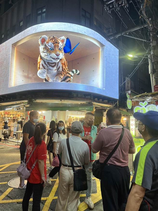迎接双十国庆，北市府将于10月10日晚上8时，于台北市8个据点，同步展演萌虎双十联播。图为士林夜市登场的「士林萌虎」。（士林夜市国际观光发展协会提供／张芷瑜台北传真）