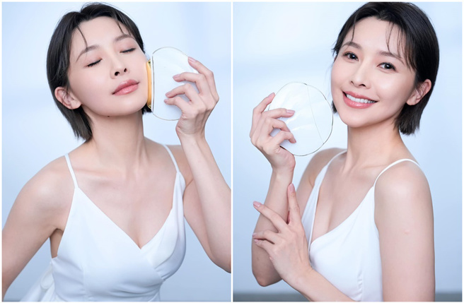 吳婉君白色洋裝深Ｖ剪裁曬出邪惡上帝視角。(吳婉君 Cocco Wu臉書)