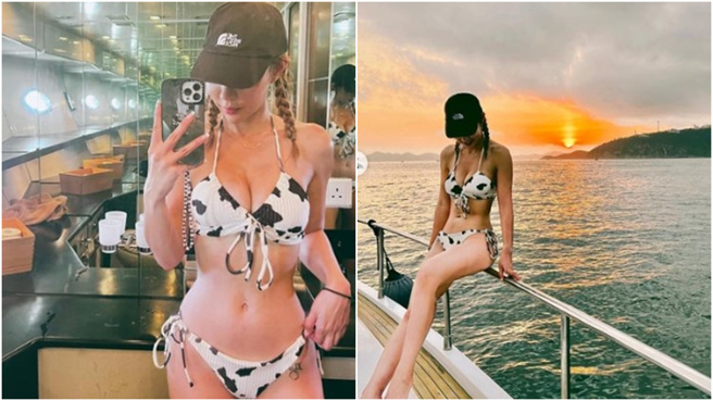 陈婉衡近日更新照片，晒出乳牛泳装照。（图／翻摄自陈婉衡IG@_alyciac）

