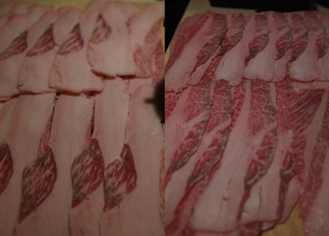 一名消费者在野人火锅点了日本A5和牛，店员两度送上满是油脂的边角料，第三次才送上正常水准的肉盘，但消费者已决定不吃离开。（翻摄自脸书新竹爆料公社）