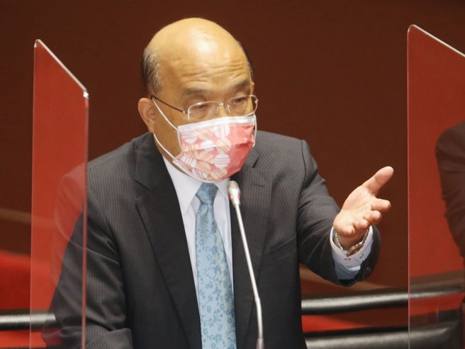 蘇貞昌說，世界更需要台積電，世界更需要台灣在供應鏈上的堅韌地位。（杜宜諳攝）