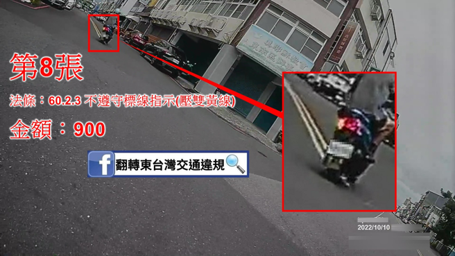 骑士因「随心所欲」在台东街头骑车买绿豆蒜，竟被检举大魔王盯上，恐惨喷「8300罚款」。（翻摄自脸书专页「翻转东台湾交通违规2.0」）