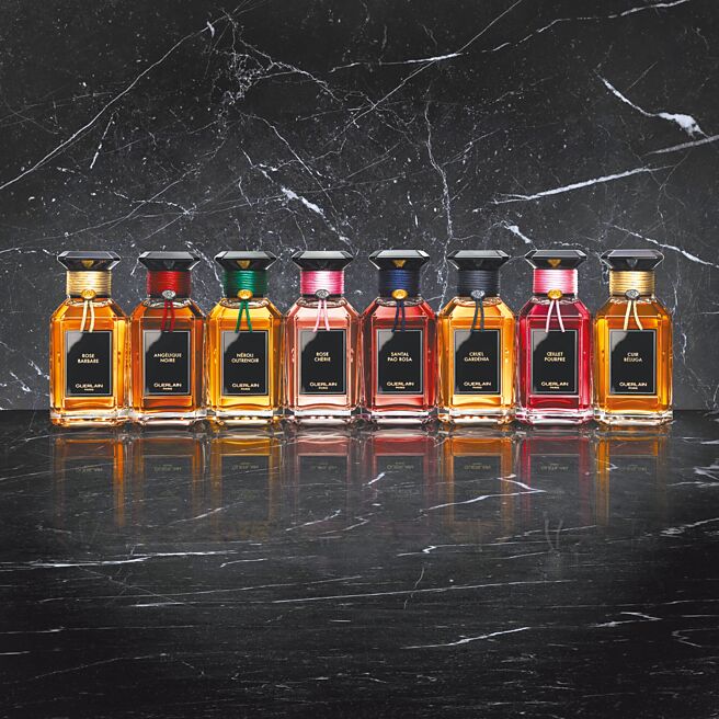 娇兰艺术香氛系列香水，独特的玻璃瓶身设计相当有质感。（娇兰提供）