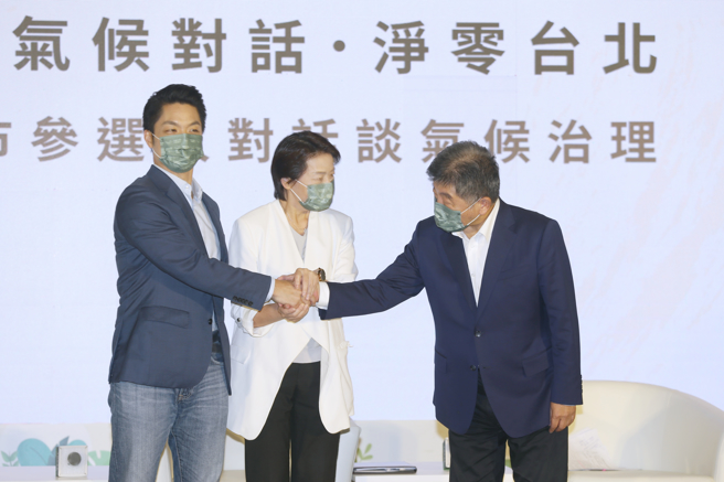 圖為台北市長候選人，由左至右依序為國民黨蔣萬安、無黨籍黃珊珊與民進黨陳時中。（中時資料照，杜宜諳攝）