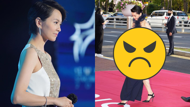 梁詠琪出席釜山影展所穿黑色抹胸禮服令人驚艷。(圖/梁詠琪 微博)