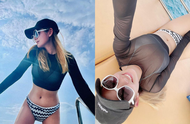 鲔鱼换上比基尼，身材相当火辣。（图／翻摄自鲔鱼Instagram）