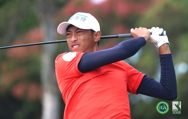 仰德菁英公开赛第二回合，王伟轩打出66杆以，暂列第一。（TPGA提供）