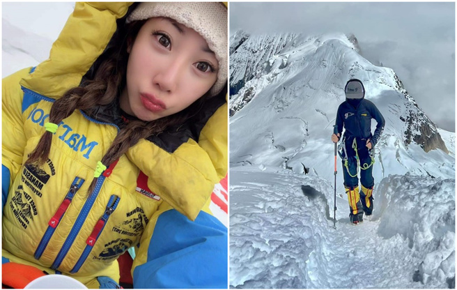 曾格尔以无氧的方式速登马纳斯卢峰，仅花13小时，打破女性纪录。（图／FB@曾格尔）