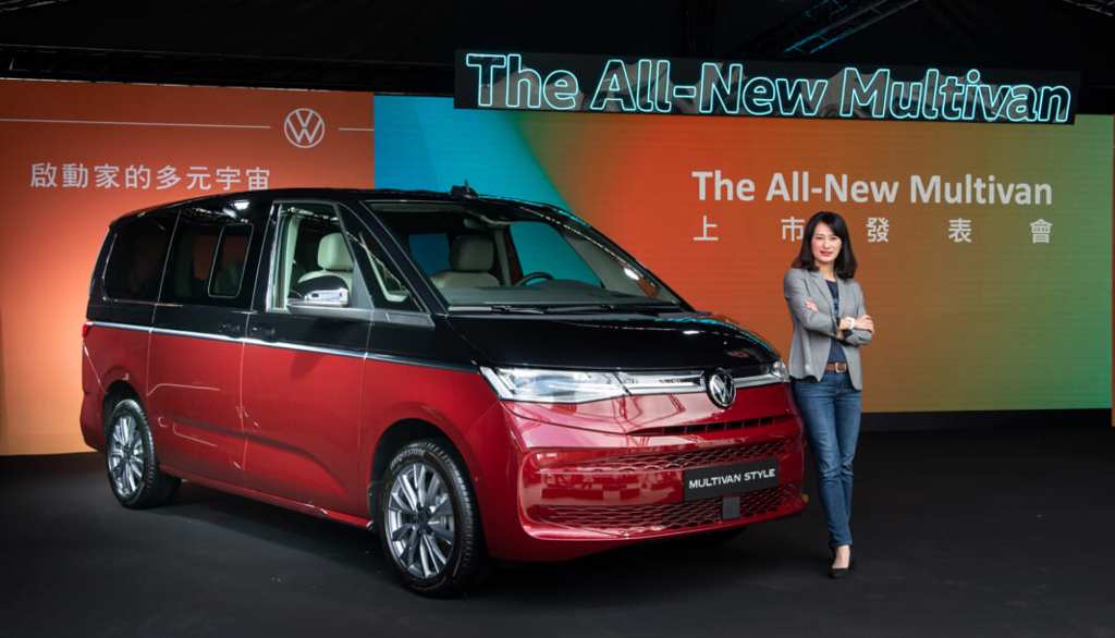台灣福斯商旅總裁Julia Wu巫詩棻親自發表德國新創七人座Multivan系列，圖為Multivan Life車型。（台灣福斯商旅提供）
