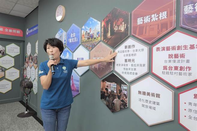  饶庆铃13日在竞选总部发表「绽放艺文，下乡扎根上国际」政见，营造整个台东都是你的美术馆。（蔡旻妤摄）