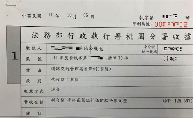 中坜一间工业零件制造公司拒缴通行费和水污染费，遭扣押货款秒结清。(桃园执行分署提供／蔡依珍桃园传真)