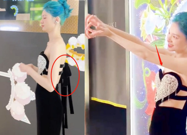 邱天最近出席活動差點走光。（圖／摘自微博）