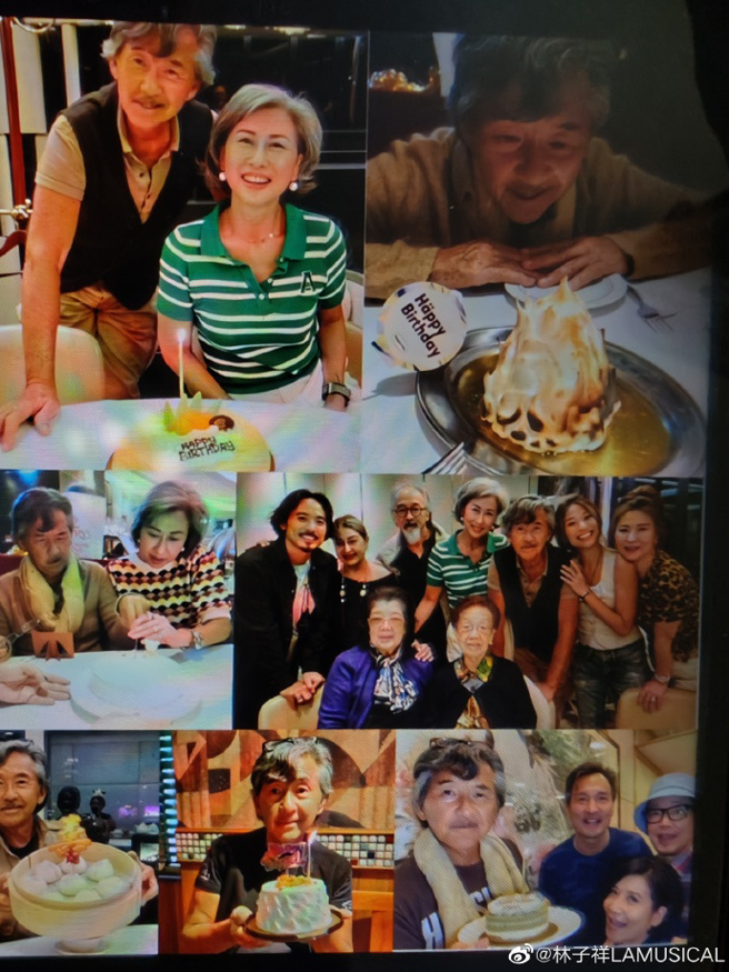林子祥和亲朋好友一起过75岁生日。（图／微博@林子祥）
