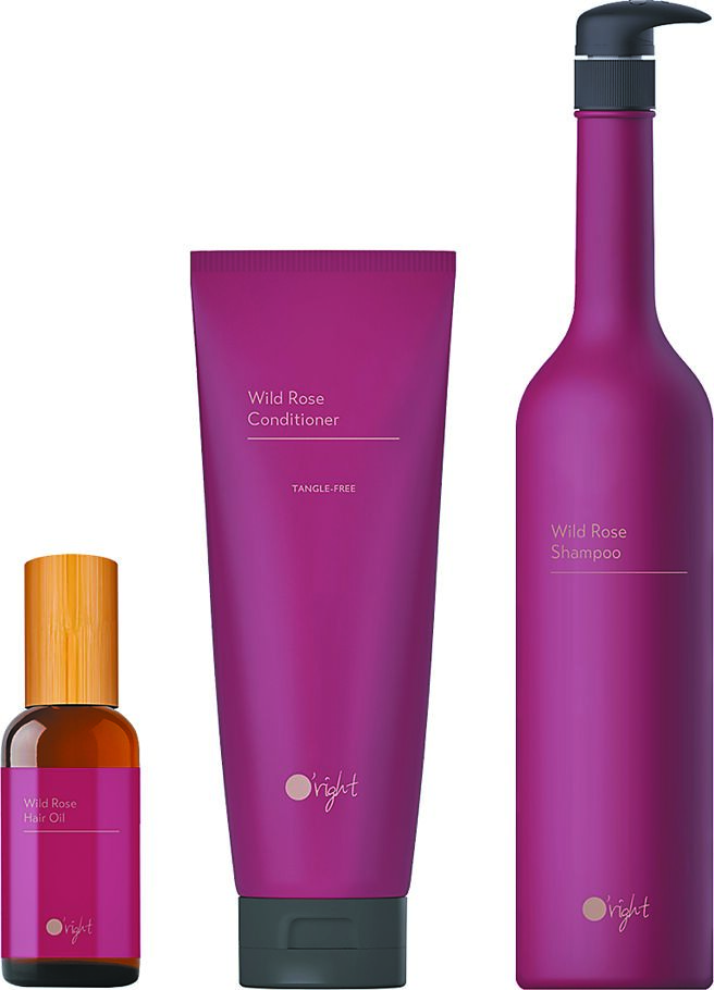 台中大遠百o’right歐萊德曠野玫瑰髮絲保養組，含洗髮精1000ml、護髮素250ml、護髮油100ml，建議售價4740元、推薦價3360元。（遠百提供）