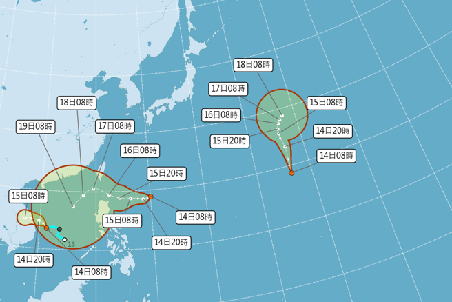 3低压发展中，周六有机会发布海上颱风警报。（中央气象局提供）
