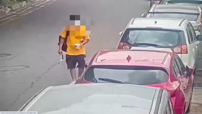 陈姓男子涉嫌于本月13日勒毙铭传大学大马籍女大生，犯后被监视器拍下从容开车离去。（图／警方提供）