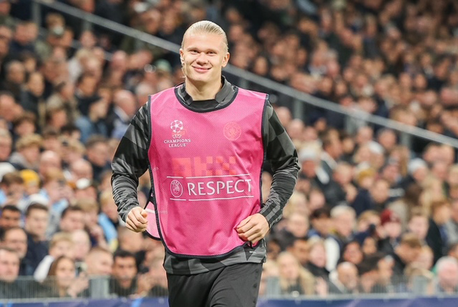 哈兰德 在周中的欧冠比赛并没有上阵以准备本周末对利物浦的比赛（图片来源︰达志影像）