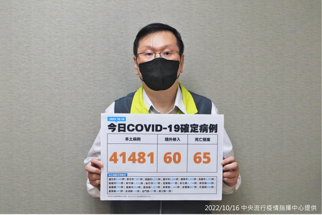 今本土增41481例，10县市破千。(指挥中心提供)