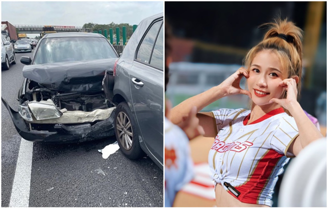 啦啦队女神琪琪、芊芊15日在国道发生连环撞车祸。（图／IG@kiki77.tw）