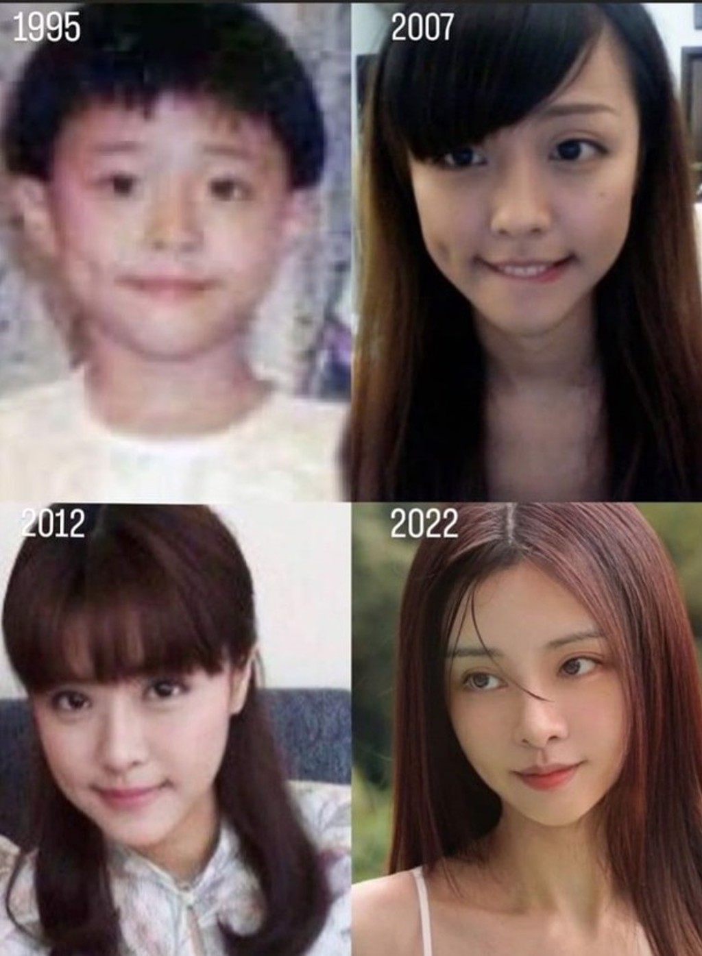 李元玲小時候因短髮看起來像小男生，長大後開始變得有女人味。(圖/微博)