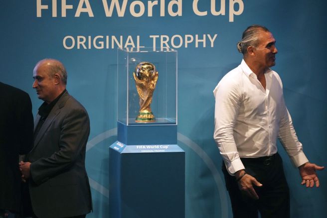 世界杯足球赛的大力神杯。（美联社资料照）