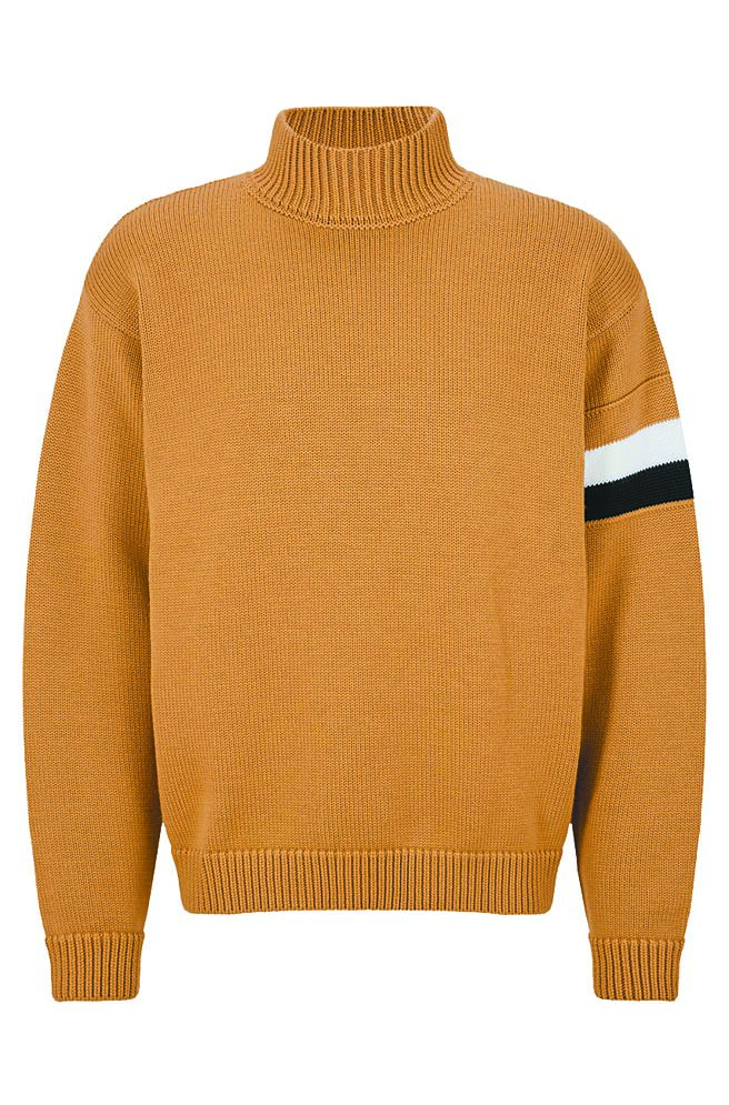 Boss驼色高领毛衣1万2400元。（Boss提供）