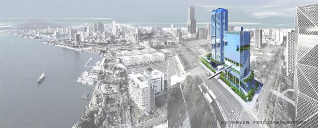 亚湾特贸三南之南建筑模拟示意图。（高市都发局提供／袁庭尧高雄传真）