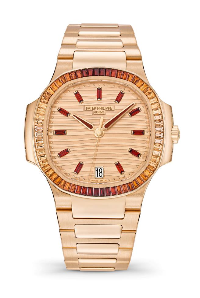 百达翡丽编号Nautilus编号7118/1300R-001珠宝表，241万5000元。（Patek Philippe提供）