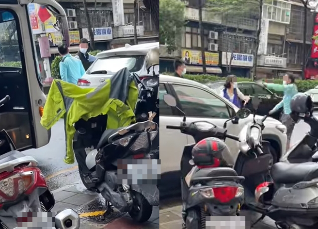 客运司机因被挡住出路，要求休旅车驾驶往前移一点，双方却爆发口角。（翻摄自脸书爆料公社）