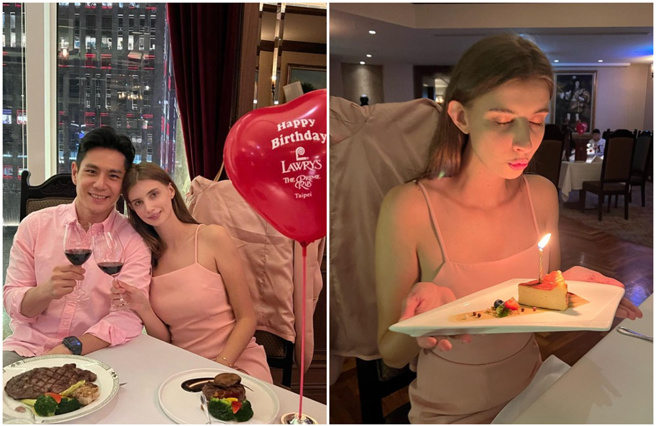 祖雄陪佳娜欢庆24岁生日。（图／IG@_tatiana_lin）