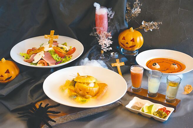 台北六福万怡酒店大厅酒吧打造Halloween套餐。（六福旅游集团提供）