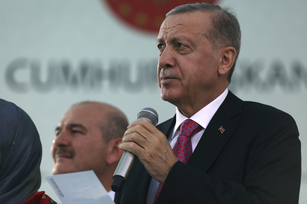 土耳其总统艾尔段（Recep Tayyip Erdogan）在安卡拉新政府大楼落成典礼上发表讲话。（美联社）(photo:ChinaTimes)