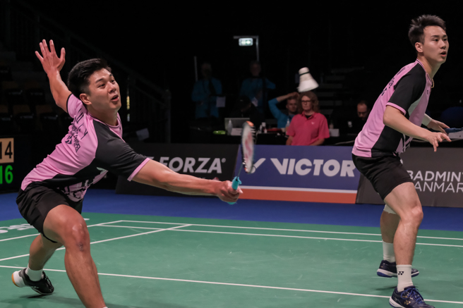 宝岛男双组合卢敬尧（左）、杨博涵，晋级到丹麦羽球公开赛8强。（香港体路提供）