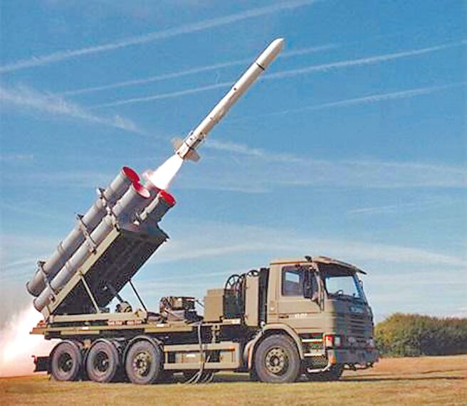 台美多項軍售交貨延宕。圖為陸地機動車輛的魚叉飛彈。（摘自Boeing Defense推特）
