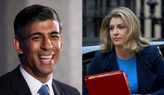 (左)前財政大臣蘇納克（Rishi Sunak）、(右)前國防大臣摩丹特（Penny Mordaunt）。 (圖/路透社) 
