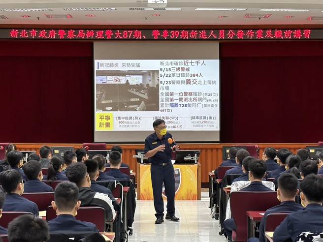新北市警察局长黄宗仁亲自迎接新进同仁。（新北市警察局提供）