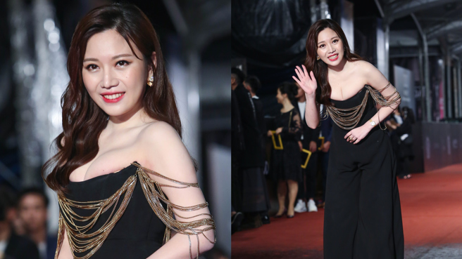 蔡尚桦在今年金钟红毯上受到瞩目，也遭酸民批评故意挤，让她忍不住跳出来回应。（图／陈俊吉）