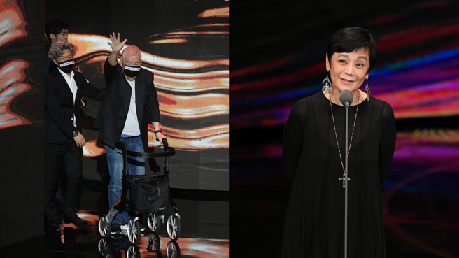 「特别贡献奖」得奖者陈君天今日也登上舞台，而颁奖人张艾嘉也公开了两人的关系。（图／摄影 杜宜谙）