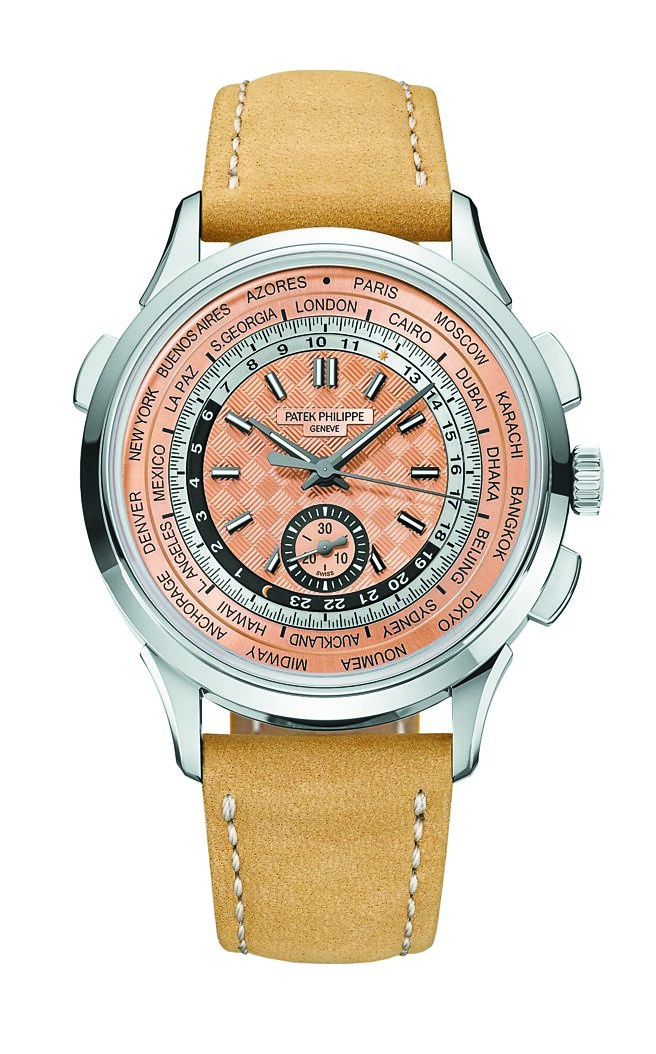百达翡丽编号5935A-001新款「世界时区」自动回位计时码表，186万3000元。（Patek Philippe提供）