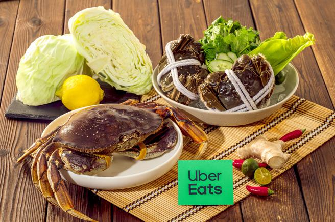Uber Eats 攜手「傳統市場」商家合作夥伴祭出秋天必吃產地直送活體蟹—— 黃金蟹、大閘蟹。（Uber Eats 提供）